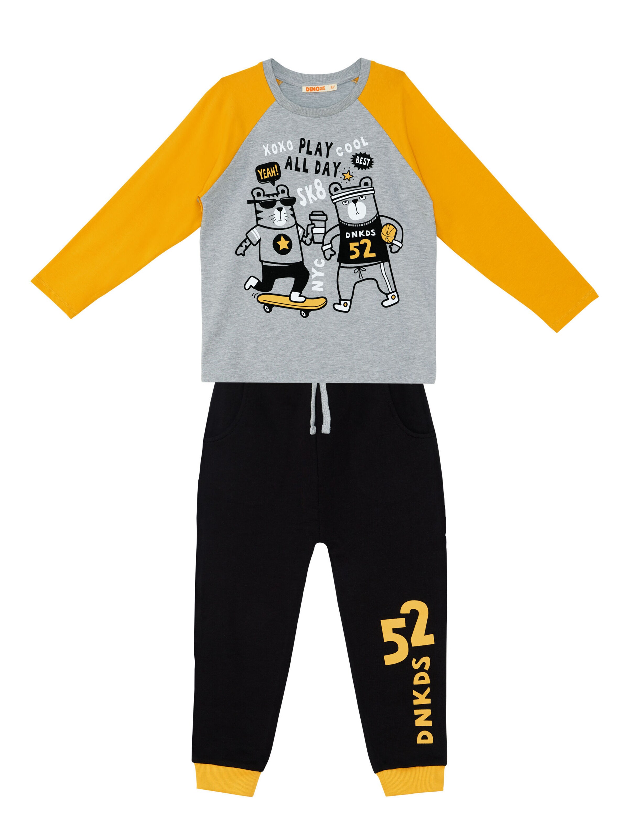 Survêtement 'Play Allday' Denokids en gris : devant