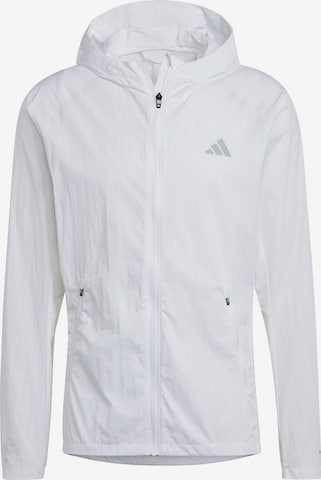 ADIDAS PERFORMANCE Športna jakna 'Marathon Warm-Up' | bela barva: sprednja stran