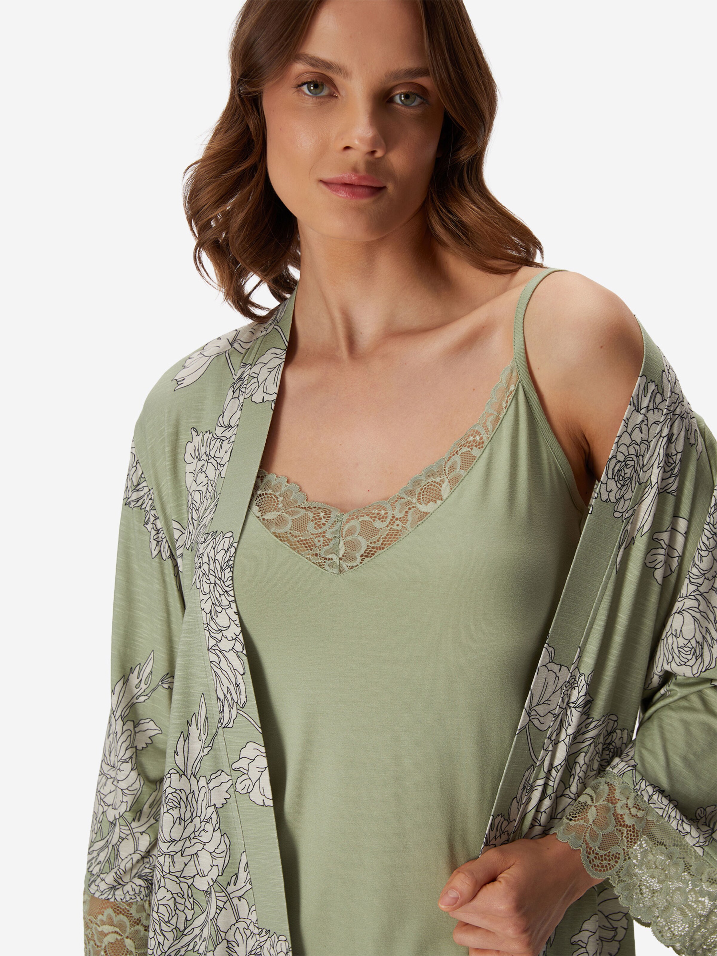 Goldenbay - Pijama ' Gown, Camisole & Pants Daylilli ' en verde