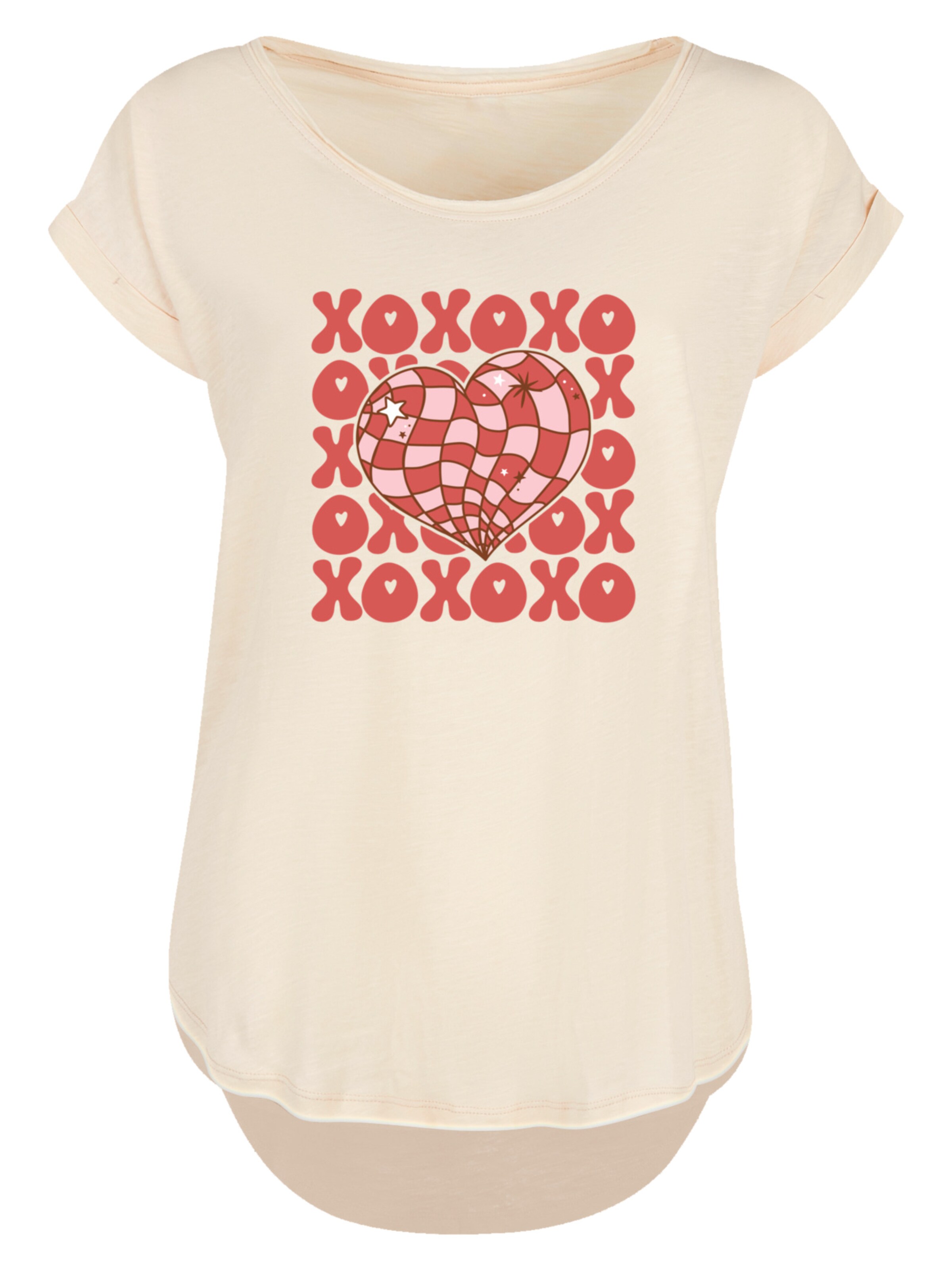 F4NT4STIC Shirt 'XOXO Herz Love' in Beige: voorkant