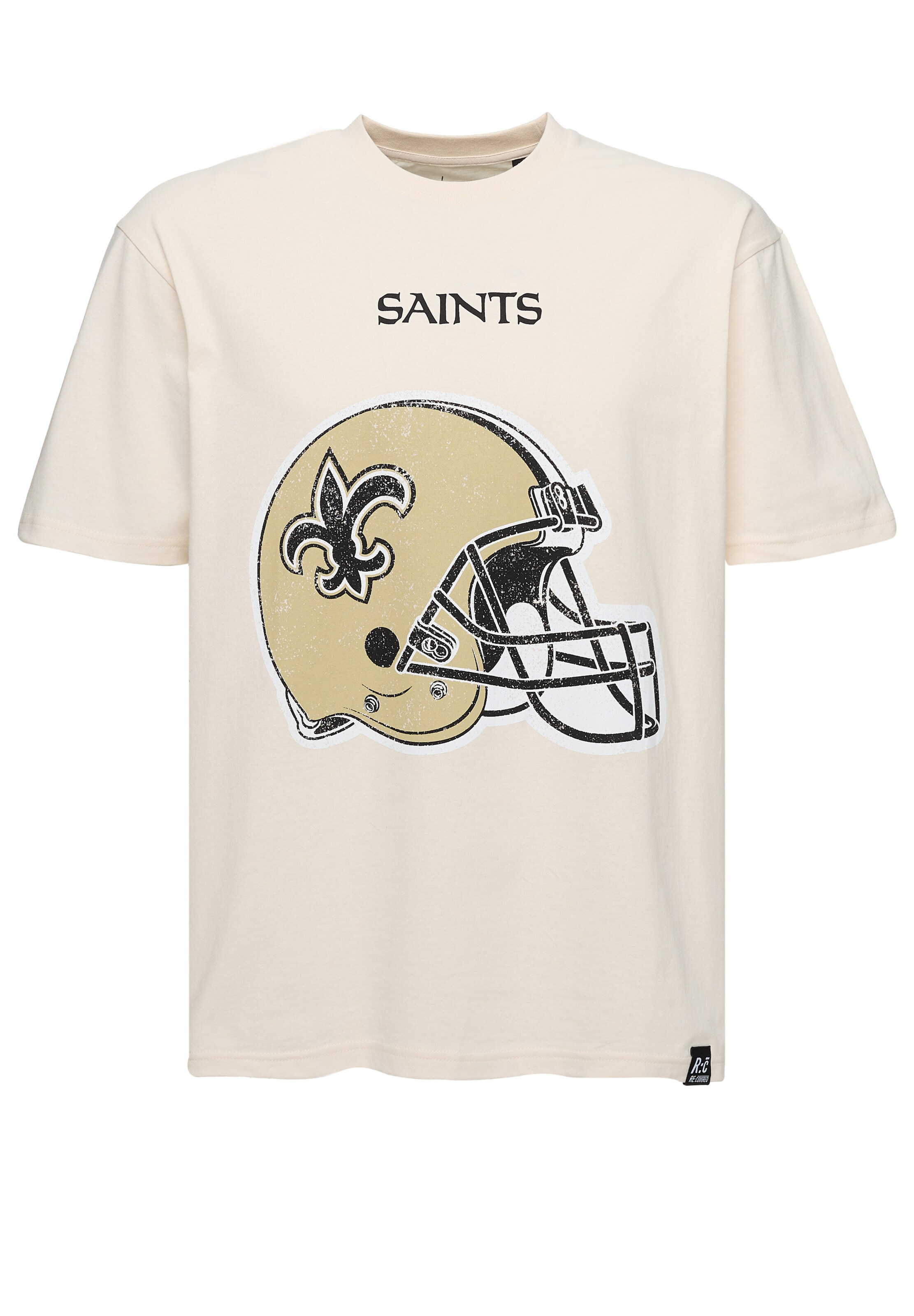 Recovered T-Shirt 'NFL Saints Helmet Relaxed' in Beige: Vorderseite