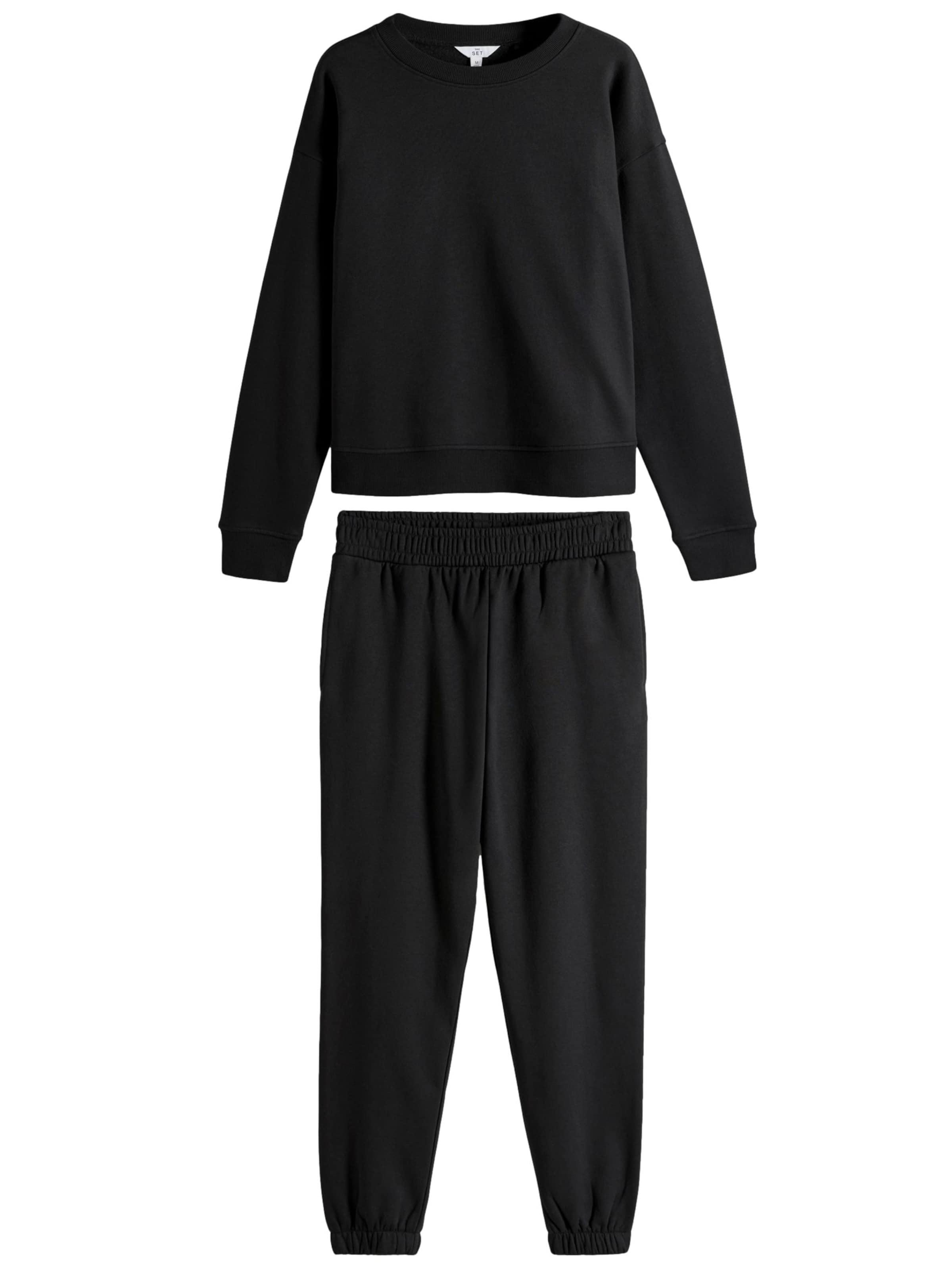 The Set Jogginganzug in Schwarz: Vorderseite