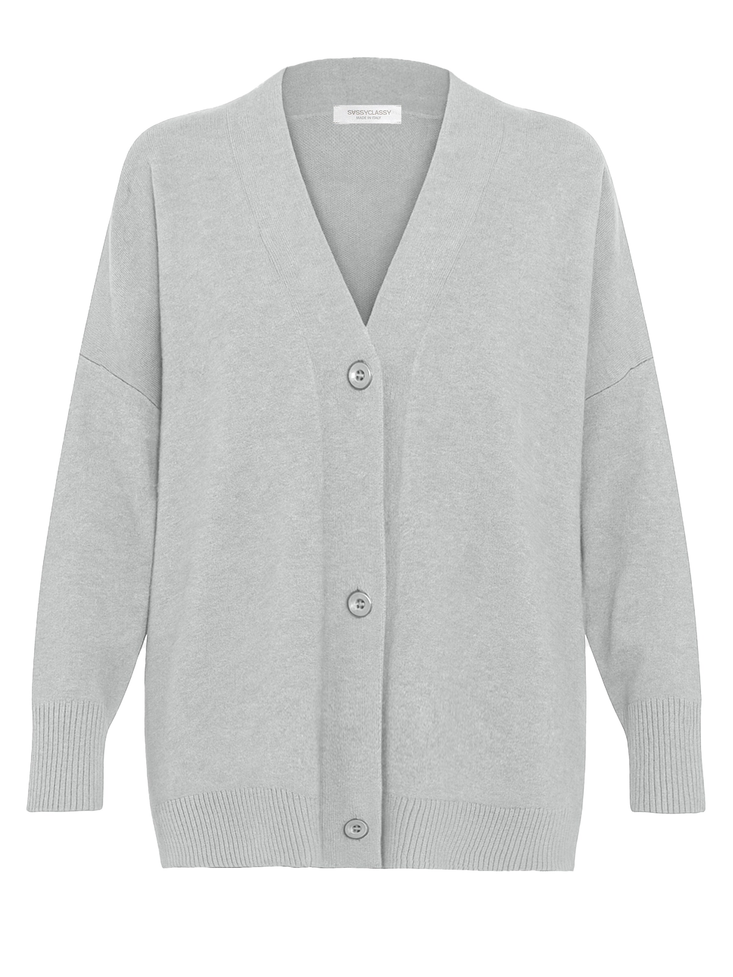 SASSYCLASSY Oversizestrickjacke‌‌‌‌ in Grau: Vorderseite