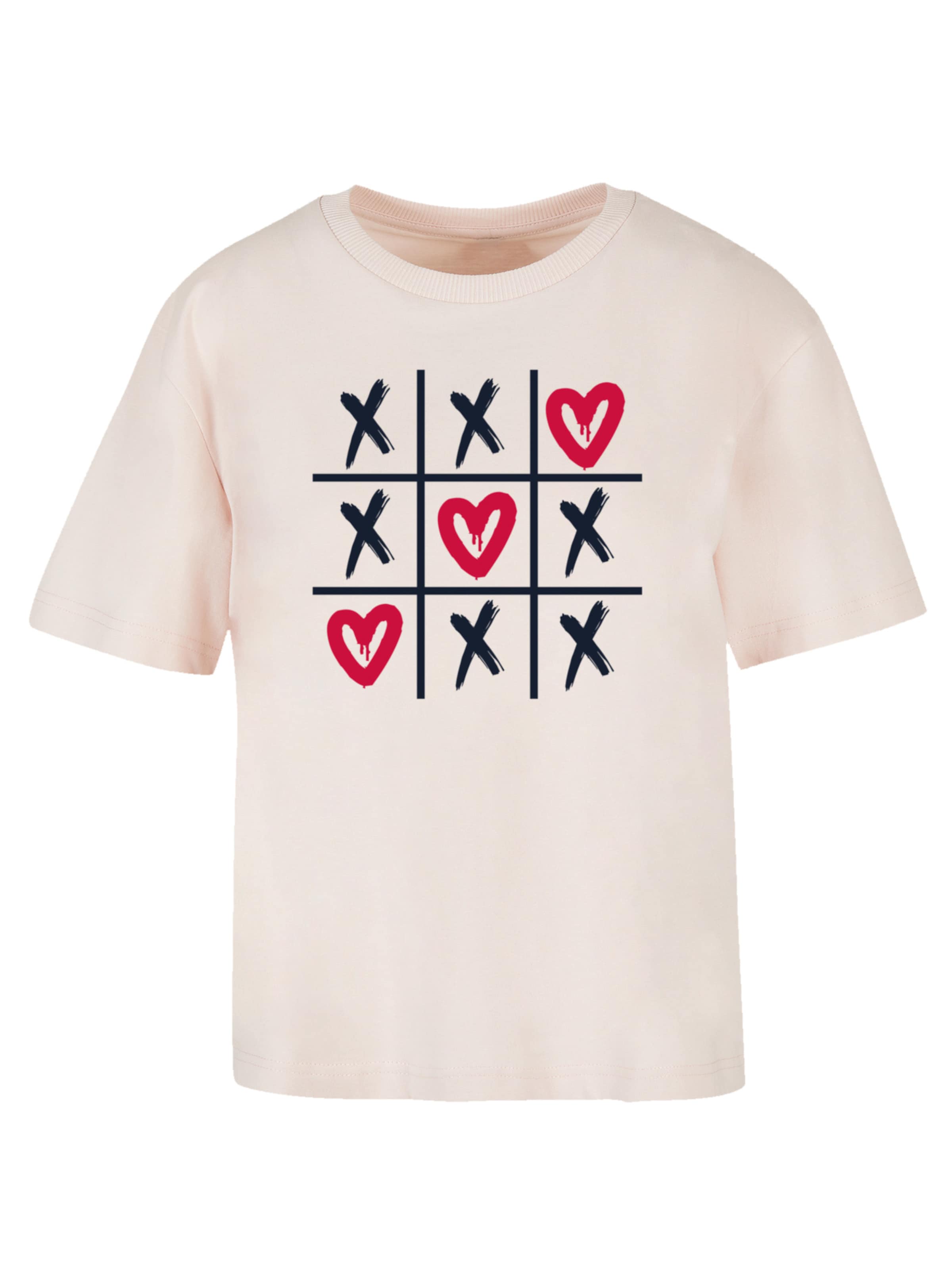T-shirt 'Valentinstag Herz Tic Tac Toe' F4NT4STIC en rose : devant