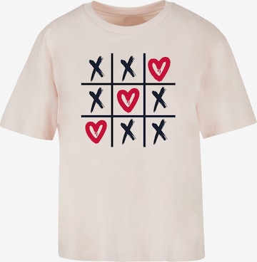 T-shirt 'Valentinstag Herz Tic Tac Toe' F4NT4STIC en rose : devant