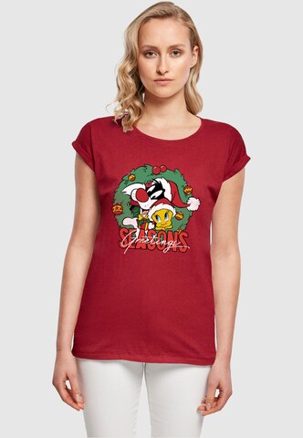ABSOLUTE CULT Shirt 'Looney Tunes - Seasons Greetings' in Red: front