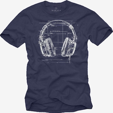 MAKAYA Shirt 'Blue Print Headphone' in Blue: front