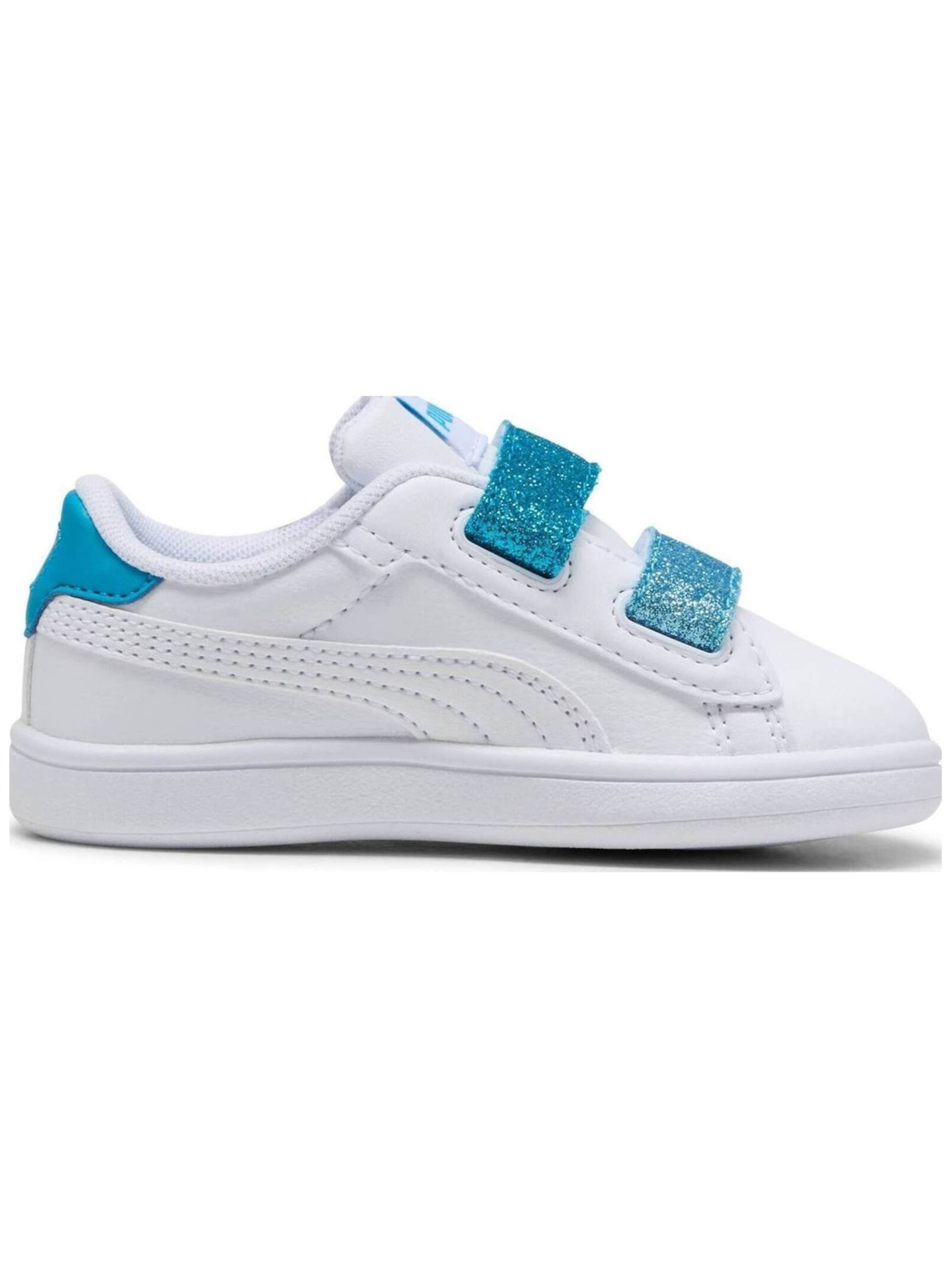 PUMA - Zapatillas deportivas 'Puma Smash 3.0 L Glitter Velcro V Inf Pu' en blanco