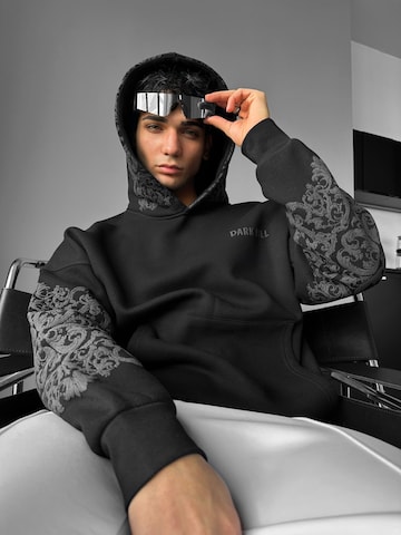 Kleidermafia Collegepaita 'Oversize Carpet Pattern Hoodie - Black and Anthracite' värissä musta: etupuoli