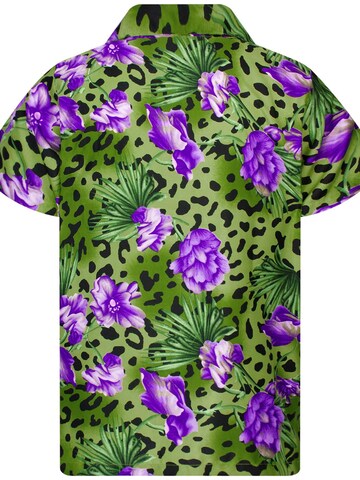 King Kameha Shirt 'Leopard Flowers' in Grün