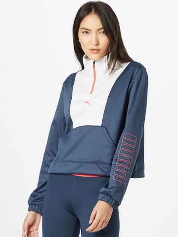 PUMA Athletic Zip-Up Hoodie in Blue: front