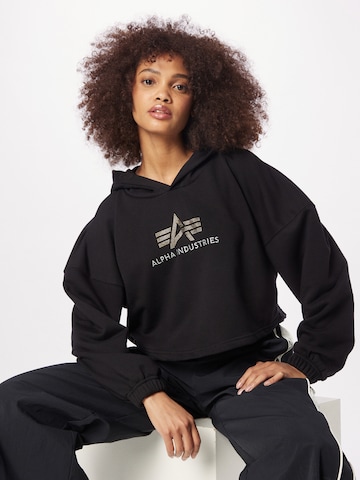 ALPHA INDUSTRIES Sweatshirt 'Crystal' in Zwart: voorkant