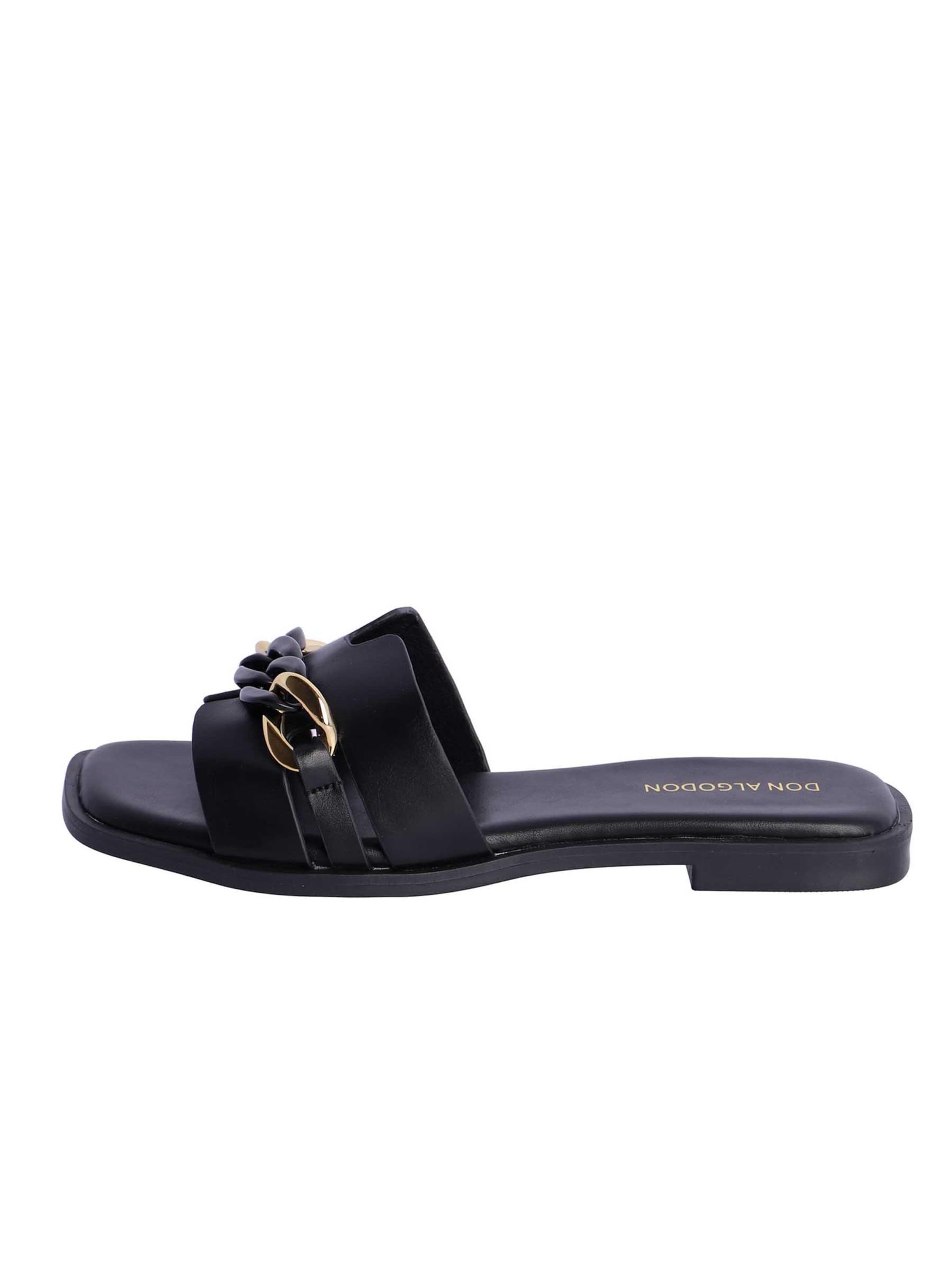 Don Algodon - Sandalias 'Sandalia para mujer DON ALGODON Emma  de piel sintética con cadena decorativa' en negro: frente
