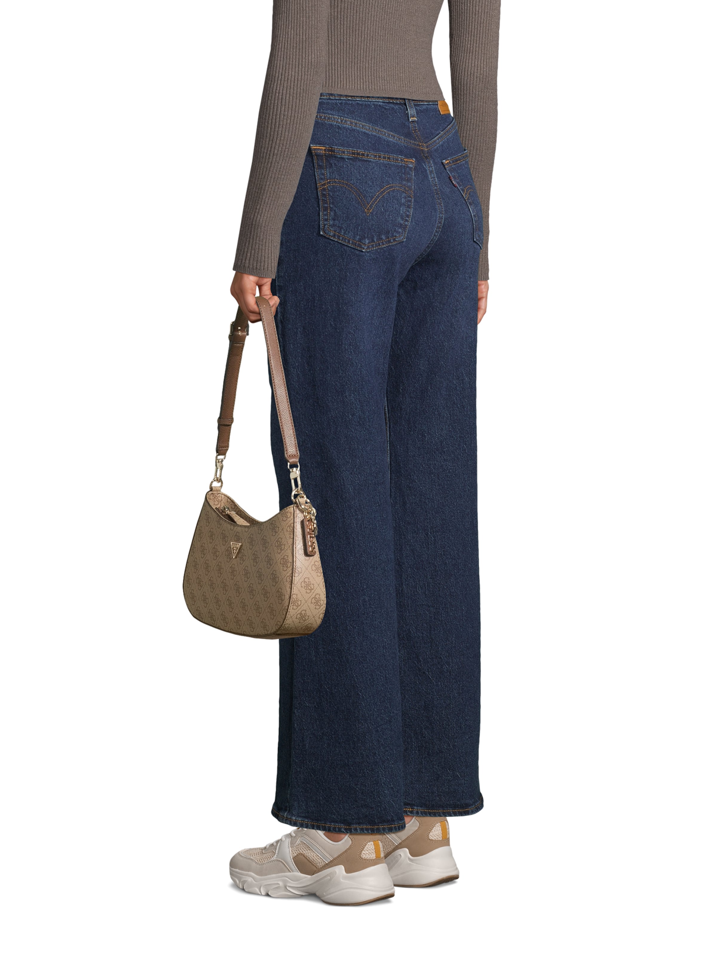 GUESS Наплечная сумка 'NOELLE II TOP ZIP SHOULDER BAG' в Коричневый