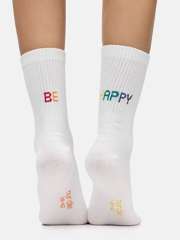 Chaussettes ' Good Vibes Motiv Statement Socken Tennissocken ' Nur Die en blanc