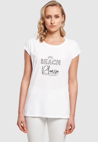 Merchcode Shirt 'Beach Please' in Wit: voorkant