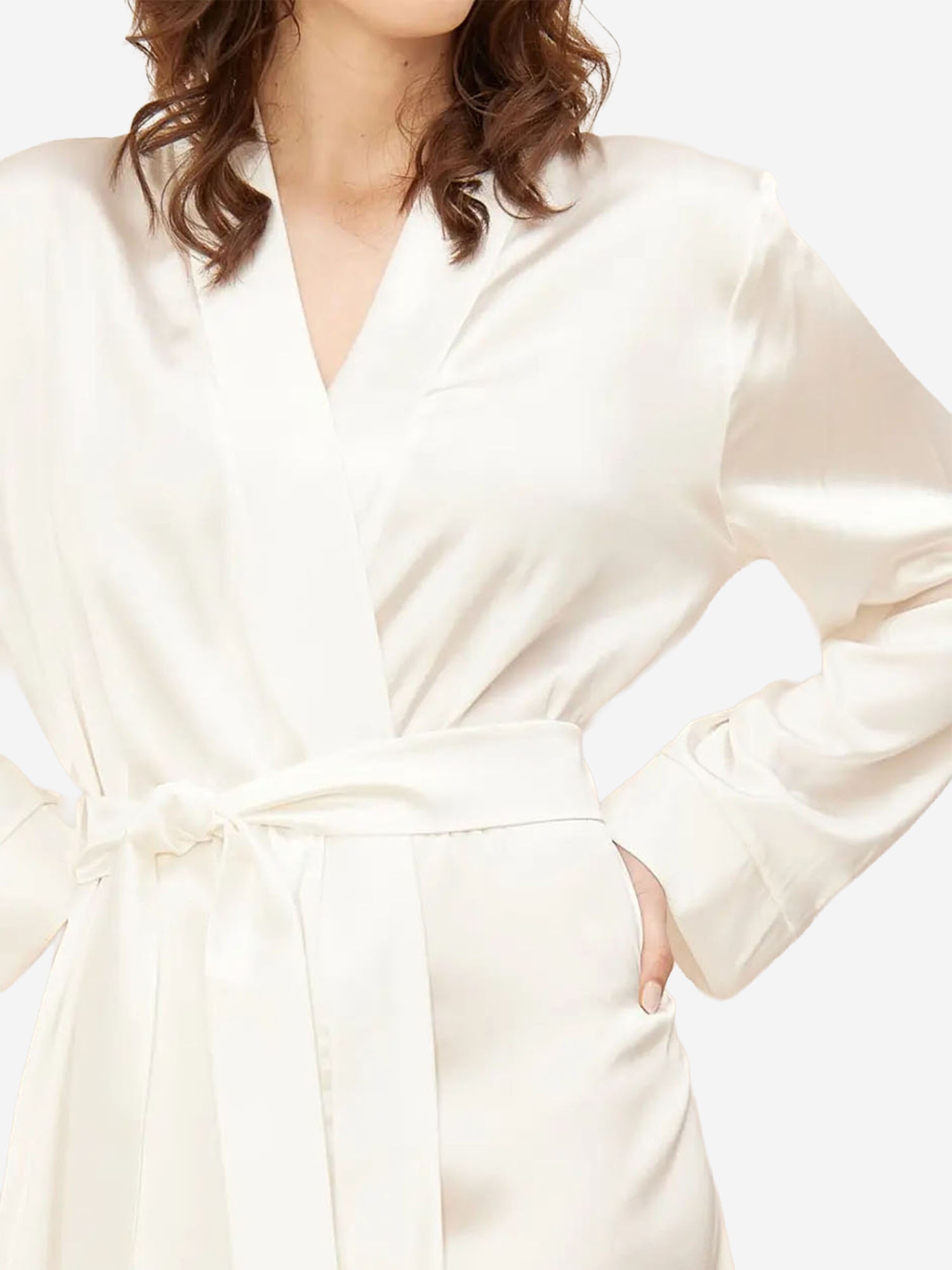 FÉRAUD PARIS Short Bathrobe ' Silk ' in White