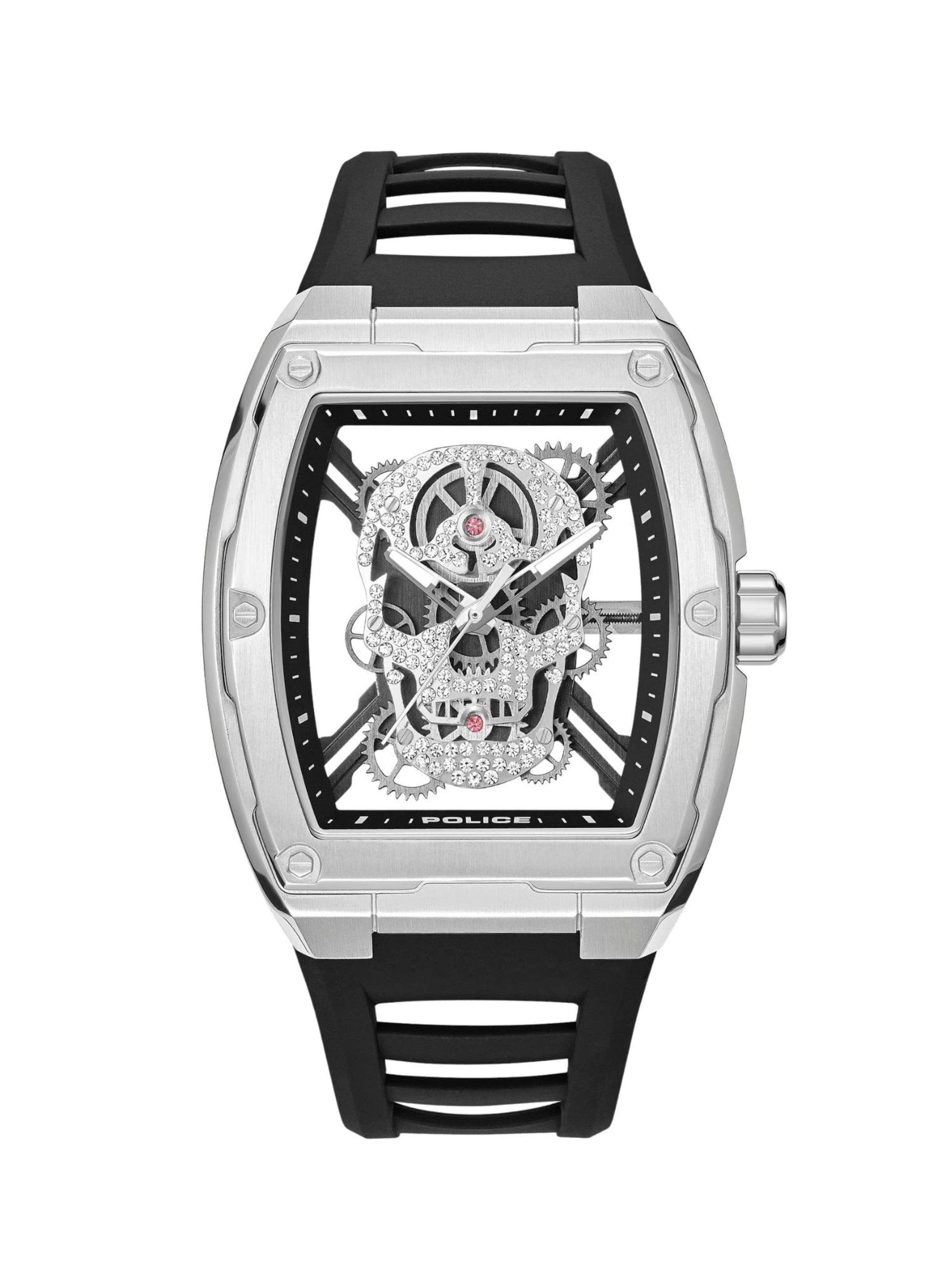POLICE Quarzuhr ' Cranium ' in Schwarz: Vorderseite