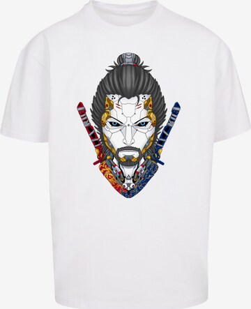 F4NT4STIC Shirt 'Cyberpunk Samurai CYBERPUNK STYLES' in Wit: voorkant