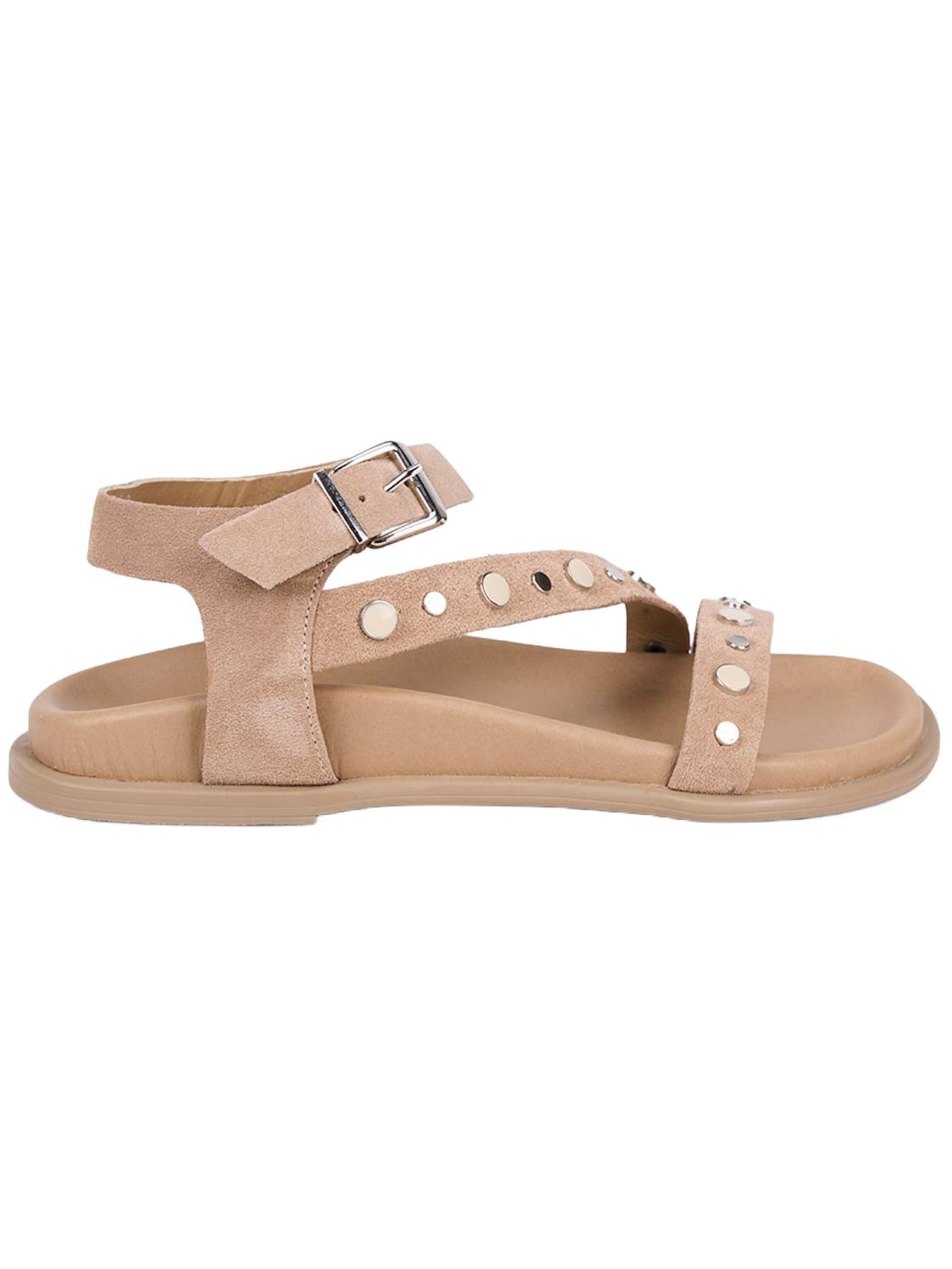 Desa Sandals 'DESA Damen-Sandalen aus Wildleder mit Nietenbesatz' in Beige