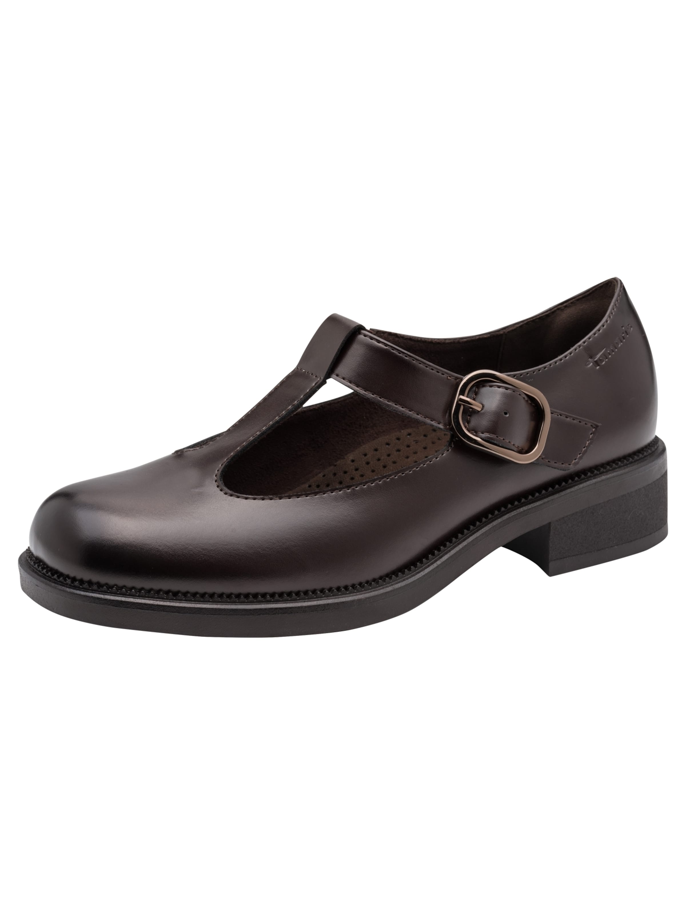 Tamaris Strap ballerina in Brown: front
