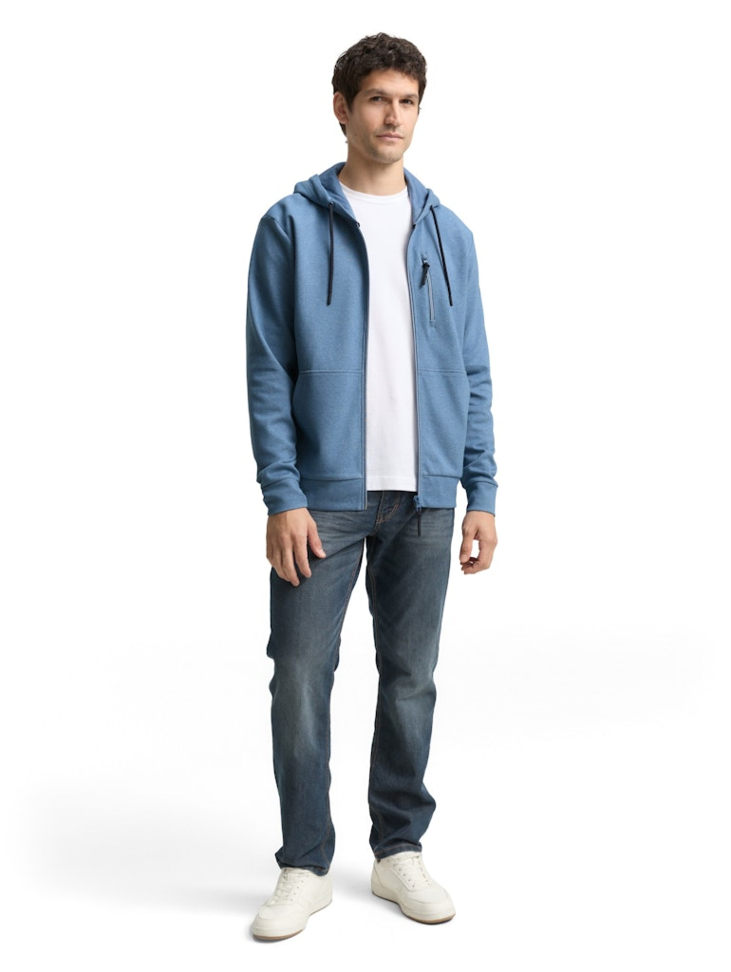 TOM TAILOR Zip-Up Hoodie in Blue