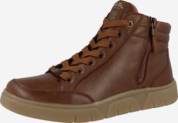 ARA Lace-Up Ankle Boots in Brown: front