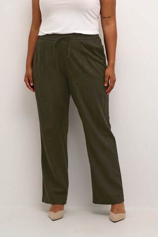 KAFFE CURVE Loose fit Pants 'Mille' in Green: front