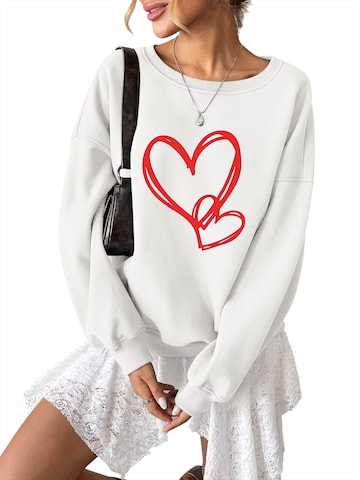 GORHEY Sweatshirt 'Women's Casual Printed Sweatshirts, Long Sleeve Loose Pullover Top' in White: front
