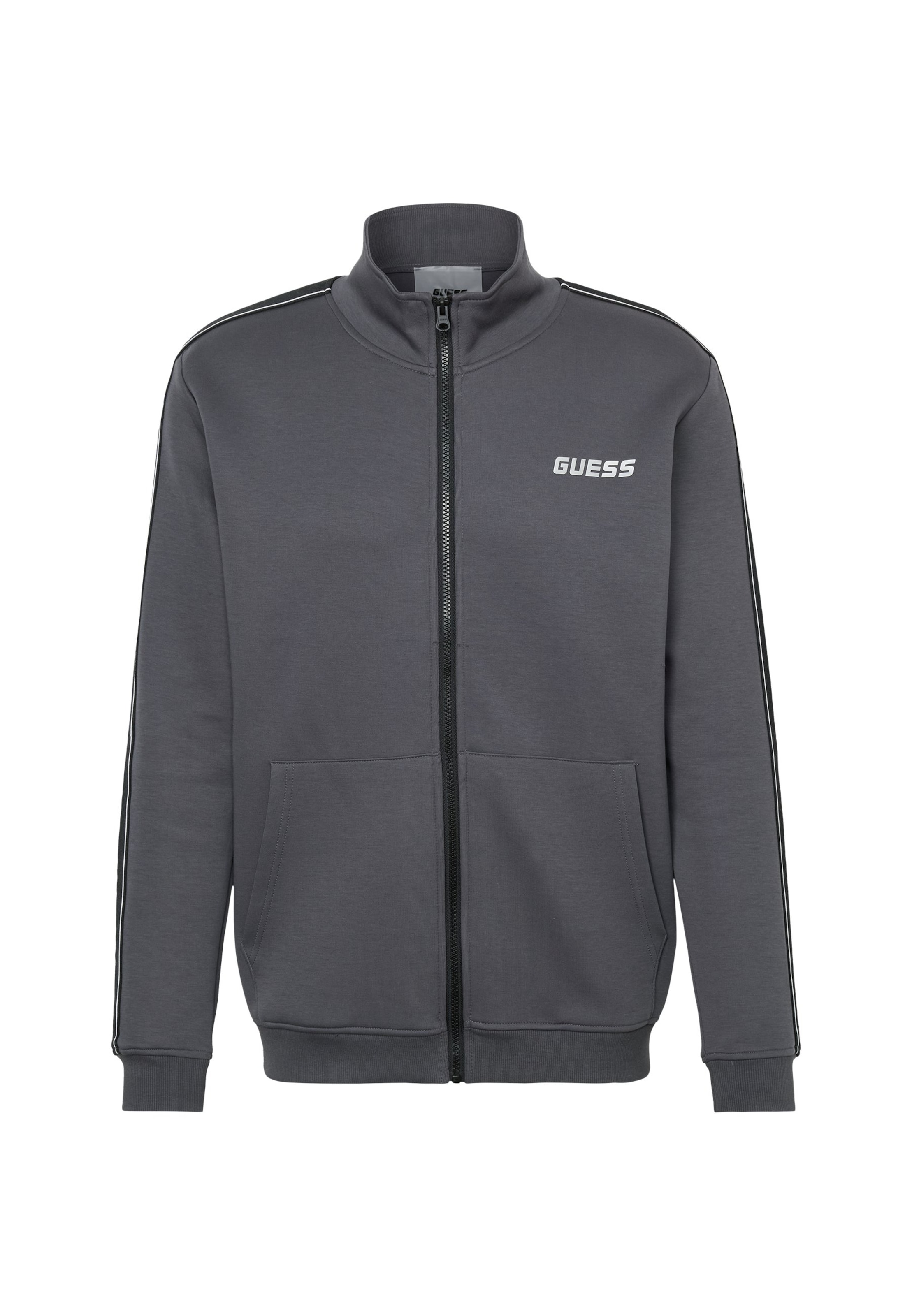 GUESS - Sudadera con cremallera deportiva 'MICKEY' en gris: frente