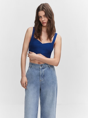 MANGO Knitted Top 'EVA' in Blue: front