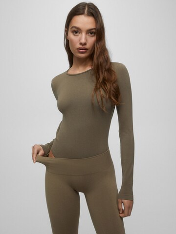 Pull&Bear Koszula body w kolorze zielony: przód
