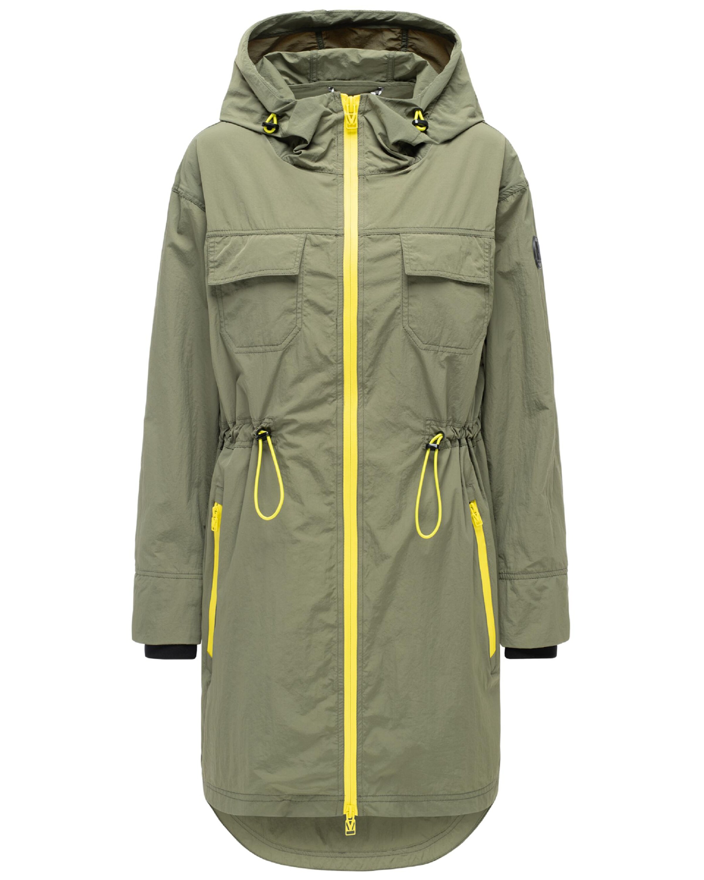MARIKOO Between-seasons coat 'Trüffelbonbon 16' in Limone / Olive, Item view