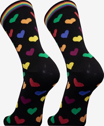 UphillSport Socken 'RAINBOW HEARTS' in Schwarz