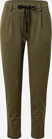 ESPRIT - Tapered Calças com pregas em verde: frente