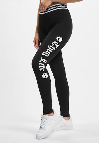 Thug Life Skinny Leggings in Schwarz: Vorderseite