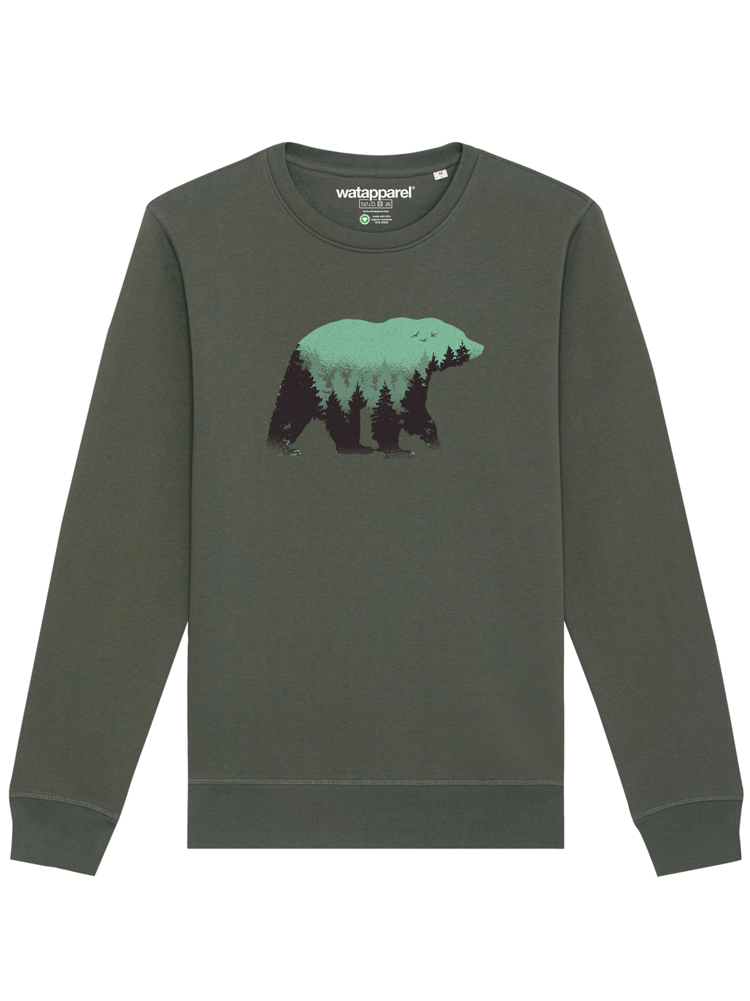 Sweat-shirt ' Waldbär ' Watapparel en vert : devant
