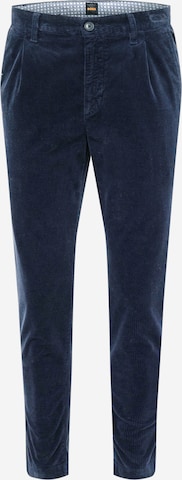 BOSS Orange Slim fit Pleat-front trousers 'Shyne' in Blue: front