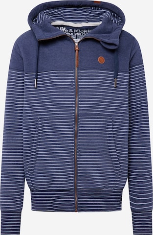 Alife and Kickin Zip-Up Hoodie in Blue: front