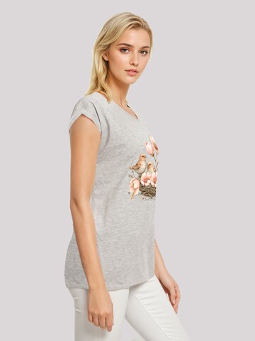 F4NT4STIC Shirt 'Vogelnest Blumen' in Grijs