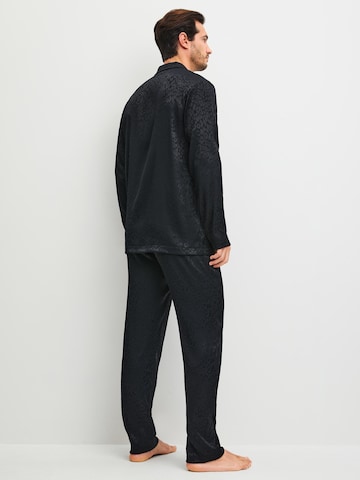 CALIDA Pajamas long 'Woven Jacquard' in Black