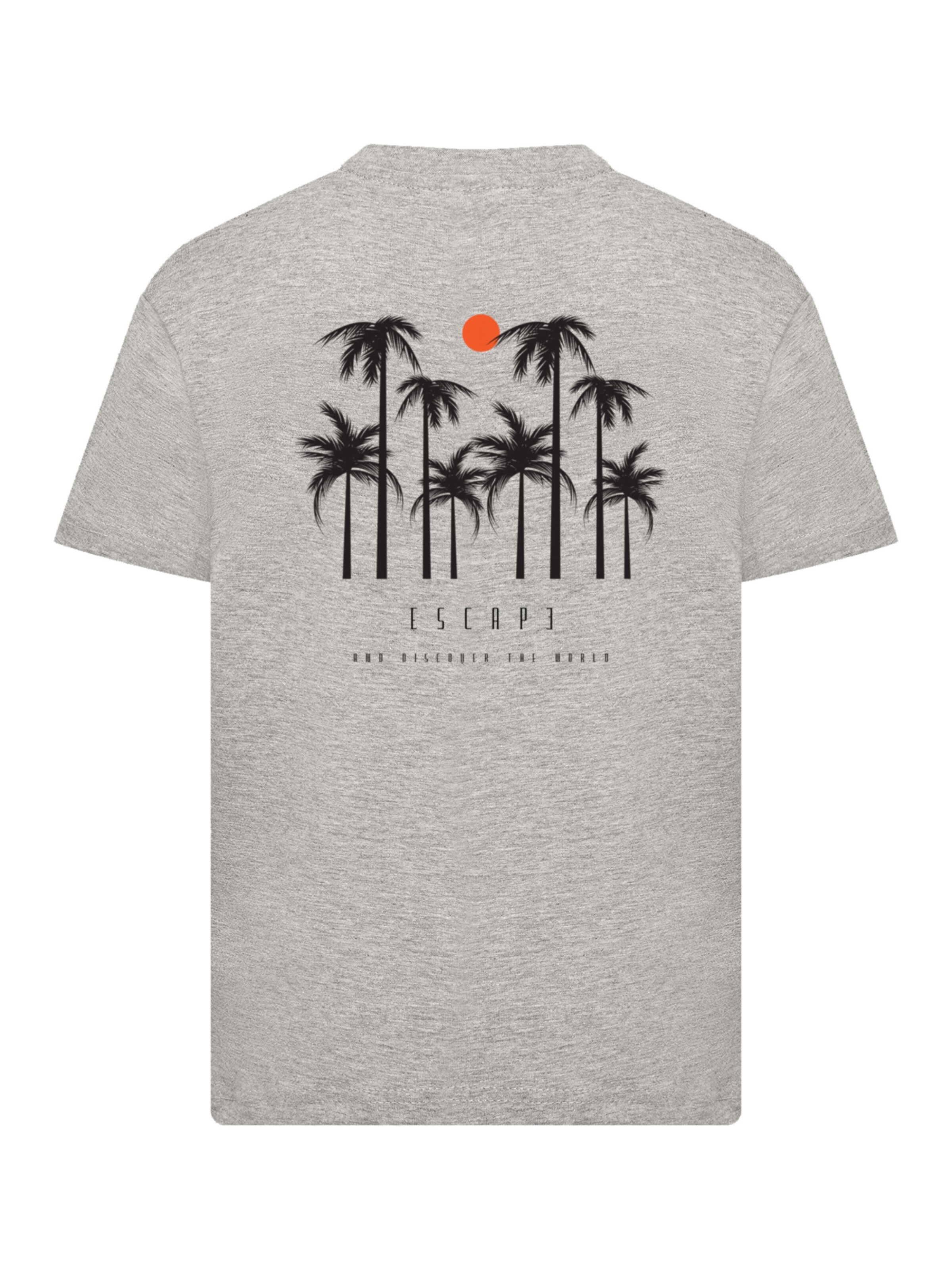 T-Shirt 'Escape Discover the World Palm Trees Black' F4NT4STIC en gris
