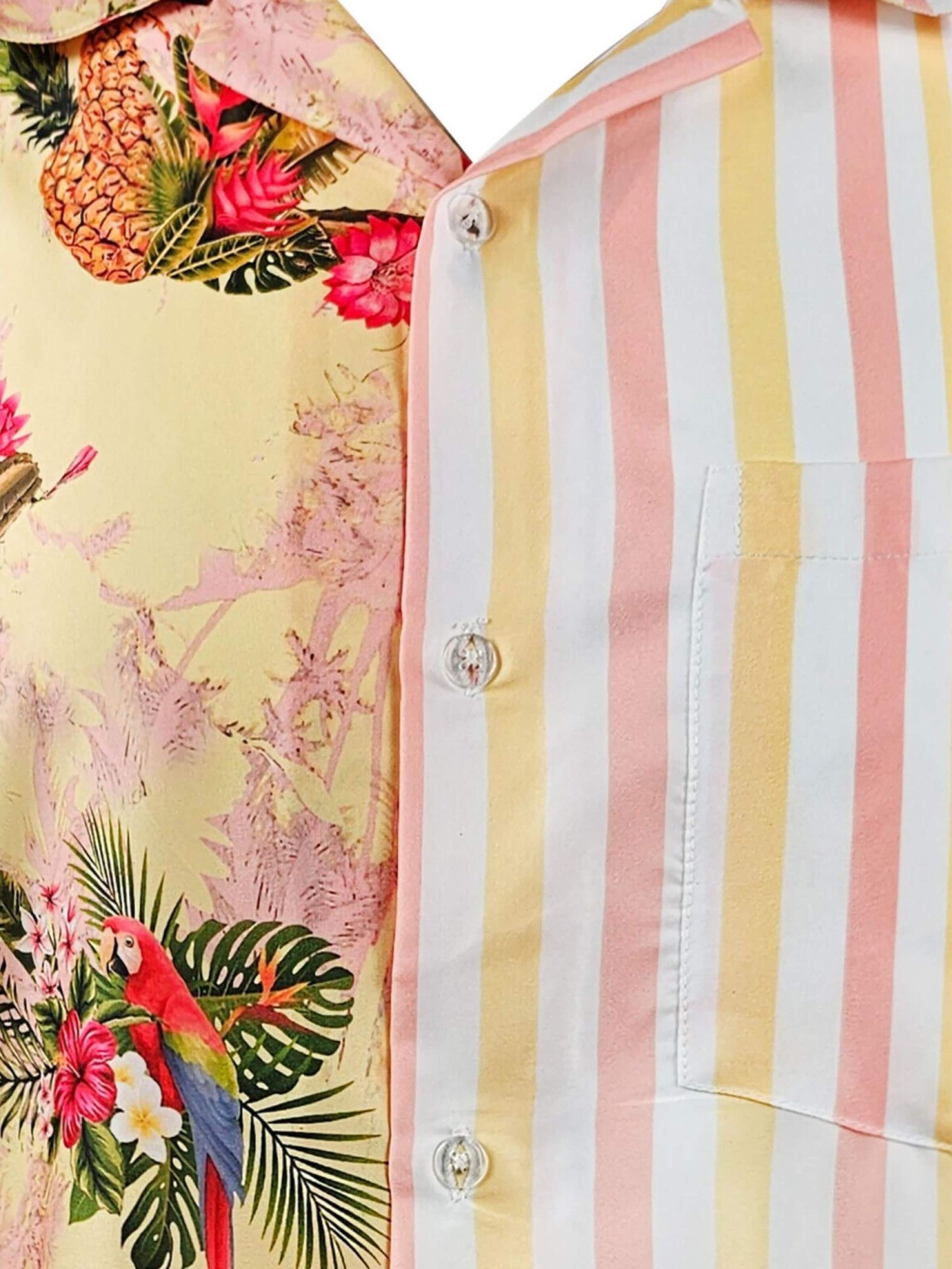 King Kameha Shirt 'Stripes' in Geel
