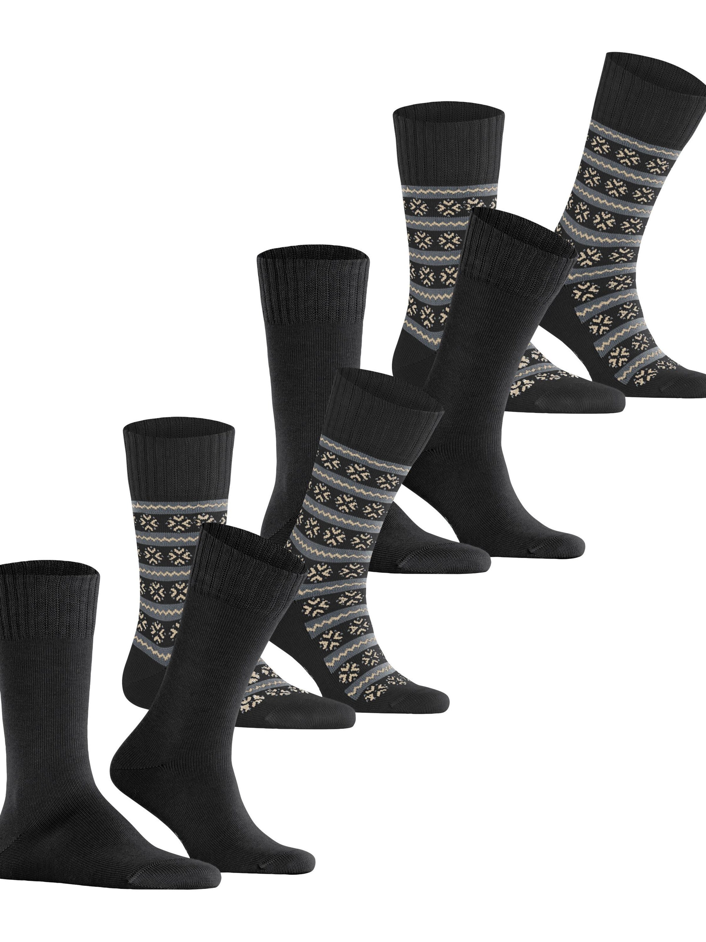 ESPRIT Socks 'Scandi Norwegian 4-Pack' in Black