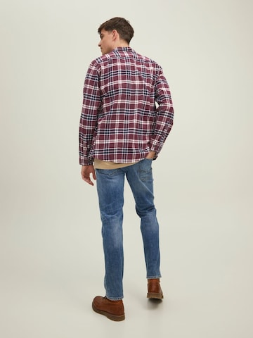 JACK & JONES Regular fit Button Up Shirt in Red