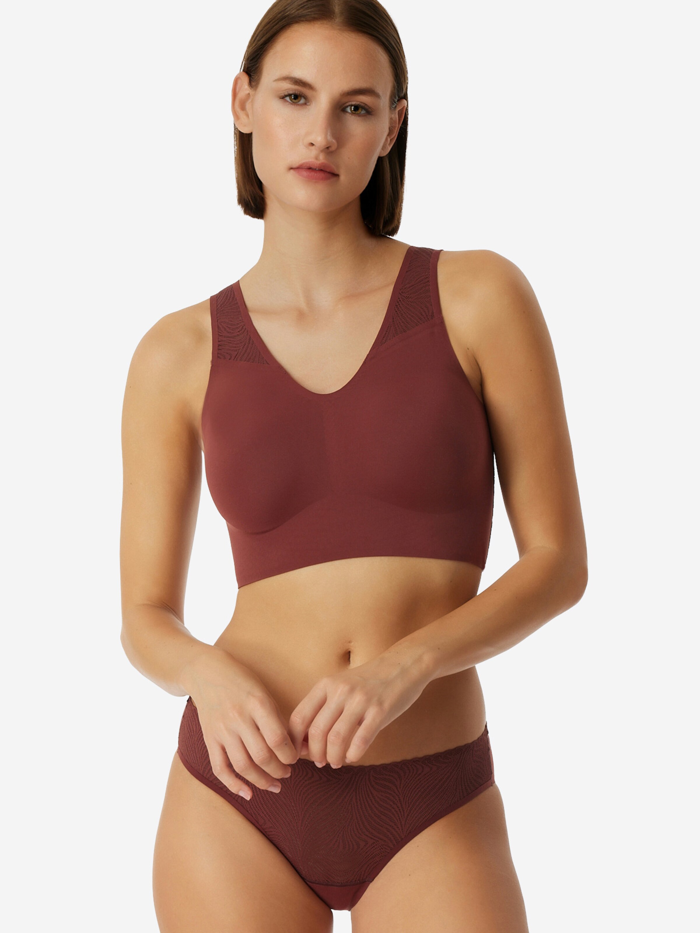 SCHIESSER T-Shirt Bustier ' Invisible Soft Lace ' in Rot