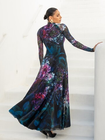 JIORO Jurk 'PEONIES' in Zwart