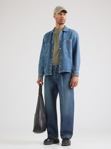 Calvin Klein Jeans Baggy Džíny se sklady v pase 'Benson' – modrá