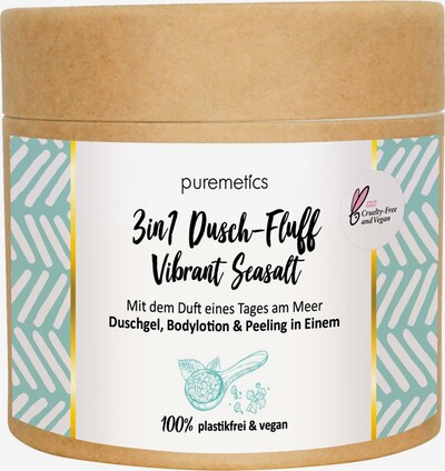 puremetics Duschgel & Bodylotion & Körperpeeling 'Vibrant Sealsalt No13 3in1 Dusch-Fluff' in beige / weiß, Produktansicht
