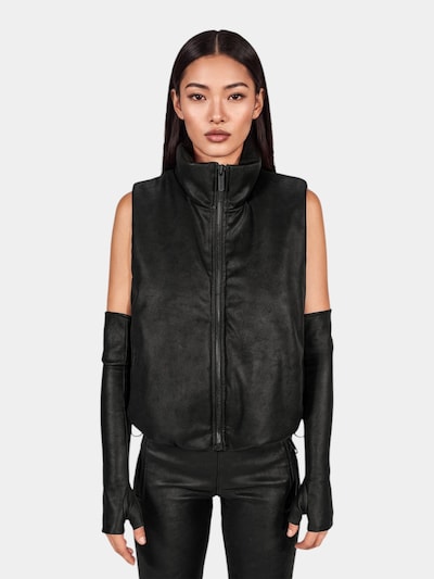 Made By Society Übergangsjacke 'NOIR LINE Vest - V27939'‌‌‌ in XS in schwarz, Produktansicht